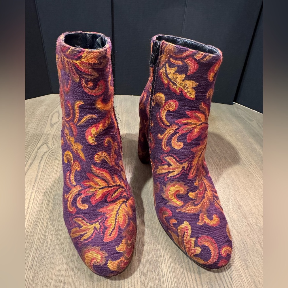 Linea Azzurra: Made in Italy: Floral Baroque Patterned Ankle Boots women size 37 - Picture 3 of 12
